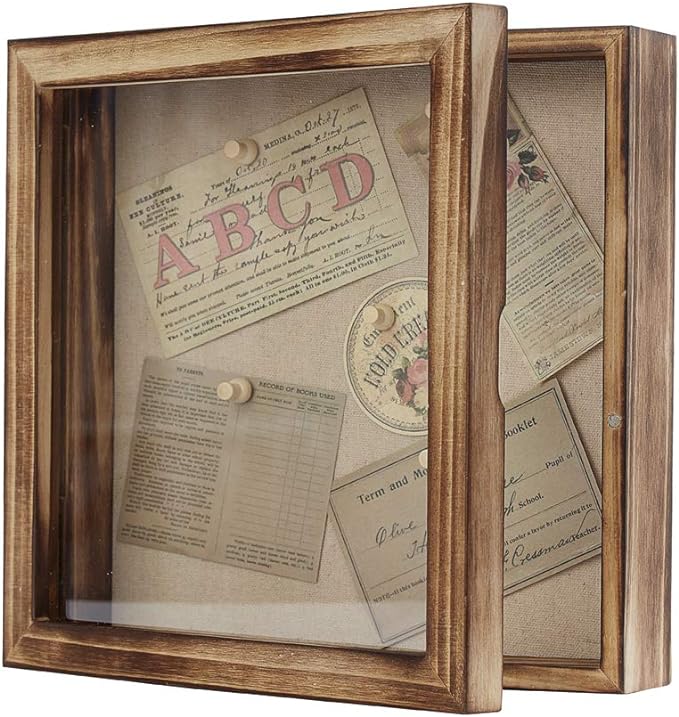 Freezing point Shadow Box Frame 10x10 Shadow Box Display Case with Linen Back Memorabilia Awards Medals Bouquet Photos Badge Baby Memory for Keepsakes Wedding Flower Pet Memorial Picture Flower