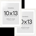 Homeforia White Frame 10x13 Wood, High End Oak 10x13 Picture Frames with Mat 8.5x11, 10 x 13 White Wooden Poster Frames Matted to 8.5 x 11 inch Photo, 13by10 Frames, Tempered Glass, Wall Kit, Set of 2