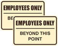 All Quality Classic Framed Employees Only Beyond This Point Wall or Door Sign | Easy to Install Business Signage - Large (Ivory-Dark Brown) 2 Pack