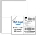 8.5"x5.5" Half Sheet Shipping Labels for Laser & Inkjet Printers, 250 Sheets 500 Pcs Half Page Labels, Self Adhesive Mailing Address Stickers