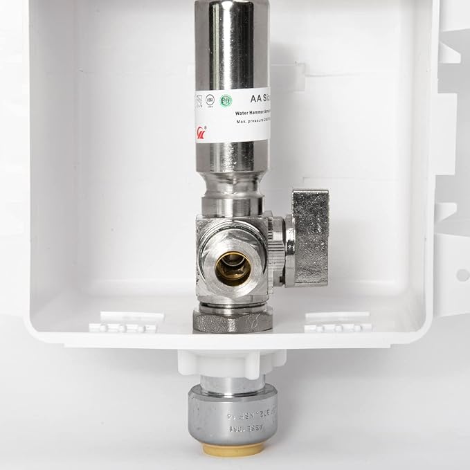 EFIELD Dishwasher Outlet Box, Push-fit Pre-Assembled, 1/2-Inch Push-Fit Connection with Installed 1/4-Turn Stop Angle Valve With Copper Water Hammer Arrestor,(DW014)