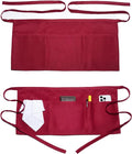 Argstar 2 Pack Server Apron with 4 Pockets, Waitress Waiter Waist Short Aprons(Available in 60/120 Pack)