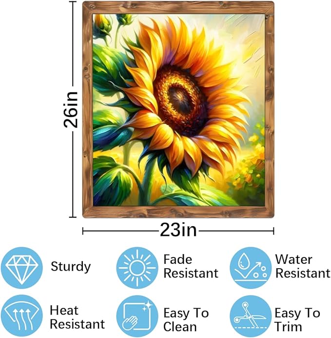 Painting Sunflowers Flower Dishwasher Magnet Cover Front Dishwasher Cover Decor Reusable Magnetic Door Cover Panel Decal Home Appliances Stickers Kitchen Refrigerator Fridge 23"x26"