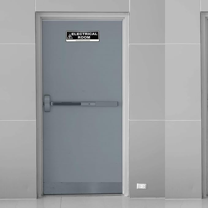Door Sign,RAMIEYOO Acrylic Authorized Personnel Only Signs for Door,Black and White - 9"x 3" (Electrical Room)