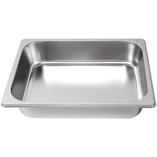 4 Pack Hotel Pans with Lids, 1/2 Size 2.5" Deep Stainless Steel Steam Table Pans 22 Gauge Anti Jam 12.8" L x 10.4" W Commercial Food Storage Containers Metal Pan