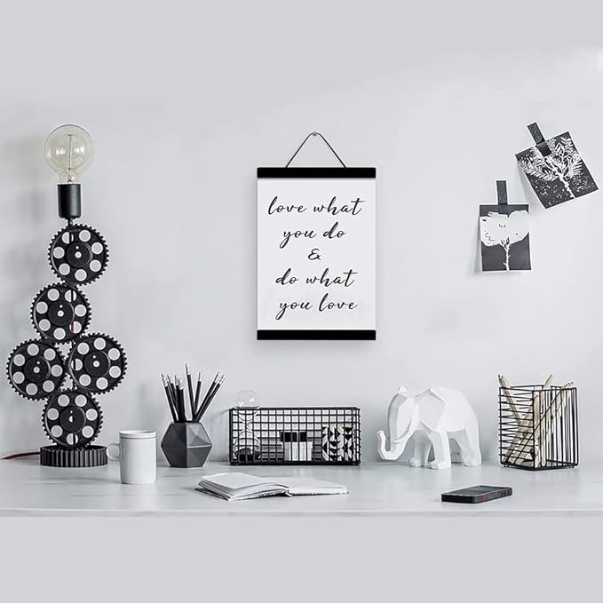 2 Pack Magnetic Poster Hanger Frame 16 Inch Black- 16x24 16x22 16x20 - Extra Strong Magnets, Quick Assembly and Easy Use, Wood Poster Hanger for Wall Art, Pictures, Prints, Maps, Canvas