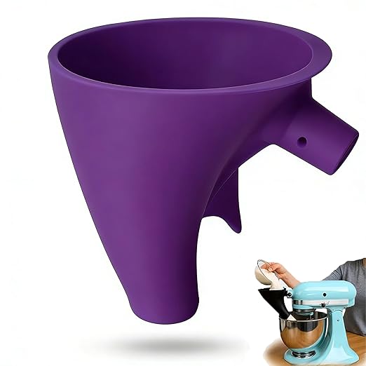 Flour Funnel for Kitchen Aid Mixer, Stand Mixer Attachment, Easy Pour No-Mess Attachment, Anti-Splash Accessory, Durable Dishwasher-Safe Baking Tool (Purple)