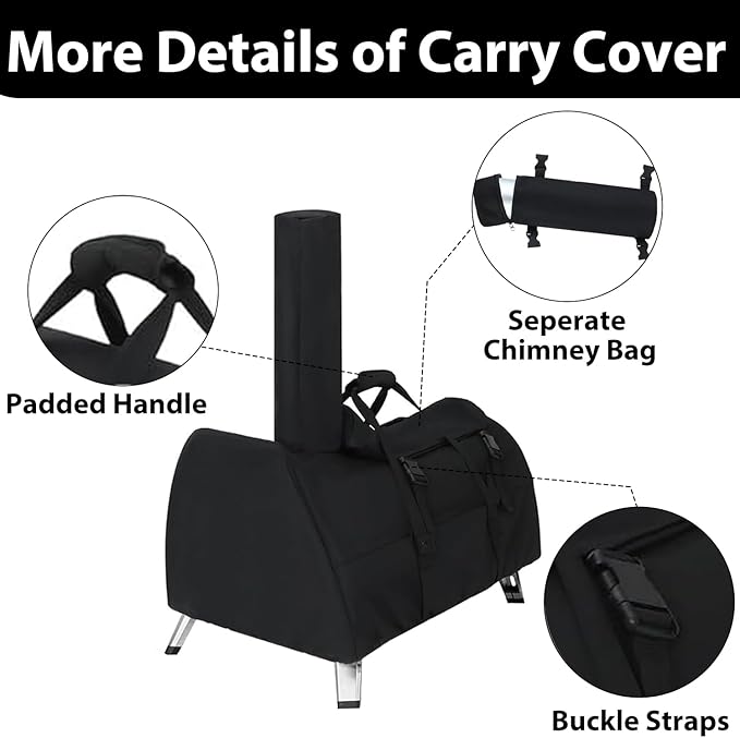 Carry Cover for Ooni Karu 16 and Karu 2 Pro Pizza Oven with Separate Chimney Bag, Heavy Duty Waterproof Pizza Maker Cover with Bottom Straps for Fixation, Karu 16/2 Pro Accessories