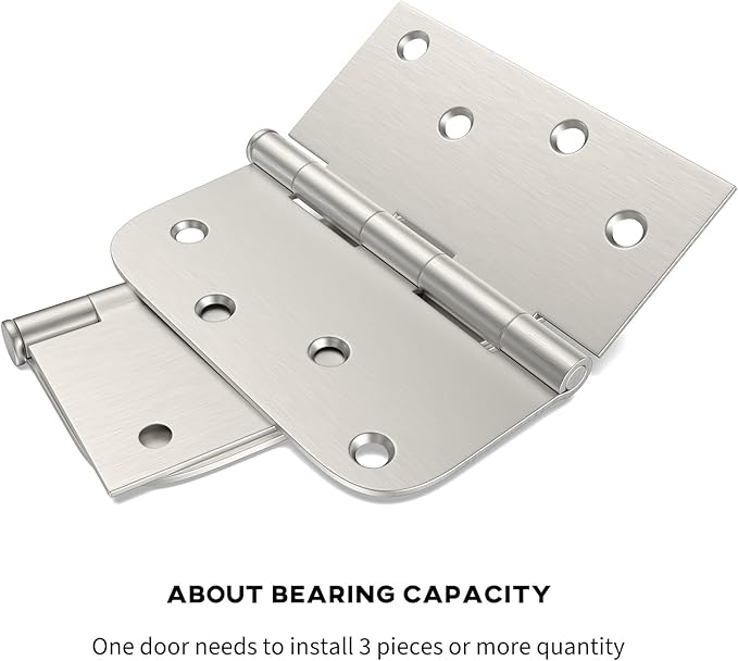 goldenwarm 6 Pack Brushed Nickel Door Hinges 4 inch Door Hinge Satin Nickel Iron Hinges with Square & Round Corners