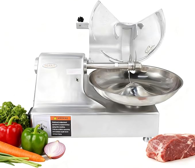 Hakka Commercial 5.5 L Multifunction 15in Meat Bowl Cutter Mixer and Buffalo Chopper Food Processor Heavy Duty Food Mixing Meat Grindering Meat Chopping Machine