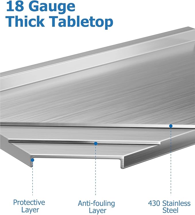 48" x 24" Stainless Steel Work Table NSF Certified Heavy Duty Commercial Kitchen Prep Table with Undershelf & Backsplash for Home, Restaurant, Hotel, Silver