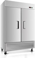 54"W Commercial Refrigerator,49 Cu.ft Commercial Refrigerator with 2 Stainless Steel Solid Door ,ETL Upright Freeze Storage w/ 6 Adjustable Shelves,Auto Defrost,for Restaurant,Bar,Shop,Silver