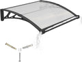 Awning for Door Entrance with Drainage Sink,32x48 Inch Awnings for Doors,Window Canopy Exterior with Plastic Steel Bracket,Polycarbonate Cover,UV,Rain,Snow Protection for House,Porch,Patio,Deck