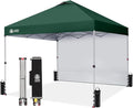 CROWN SHADES 10x10 Pop Up Canopy with 1 Side Wall - Beach Tent with One Push Setup - Outdoor Sun Shade for Events, Parties, Camping - Gazebo with STO-N-Go Cover Bag (Forest Green)