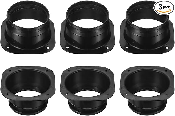 PATIKIL 4 Inch Duct Connector Flange, 6Pack Plastic Straight Pipe Flange Dryer Vent Connector for Air Heating Cooling Ventilation HVAC System, Black