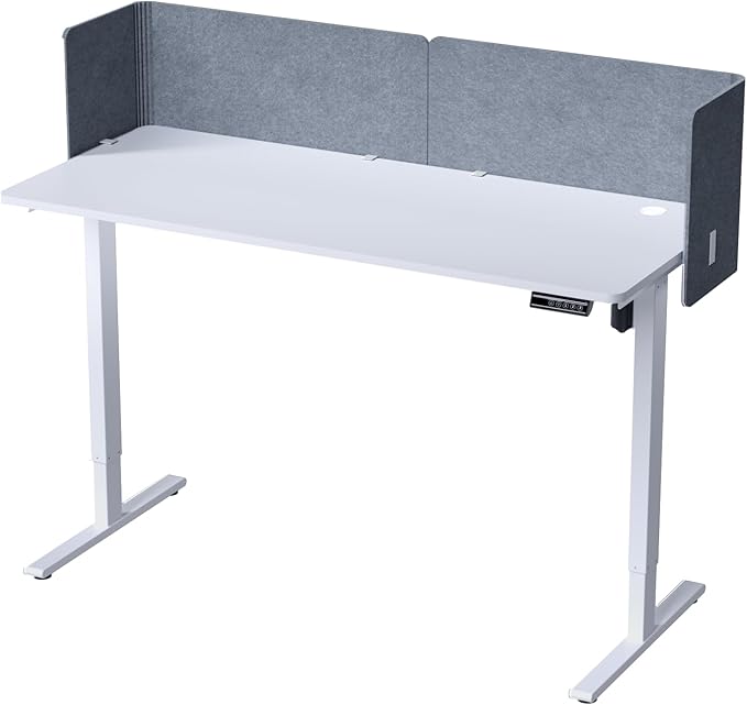 Desk Privacy Panel,2PCS L-Shaped Clamp-On Office Desk Divider,2-in-1 Adjustable Acoustic Desktop Partition Or Under Desk Modesty Screen,for Office,Home,Felt (Grey, 47.2" x 15.7")