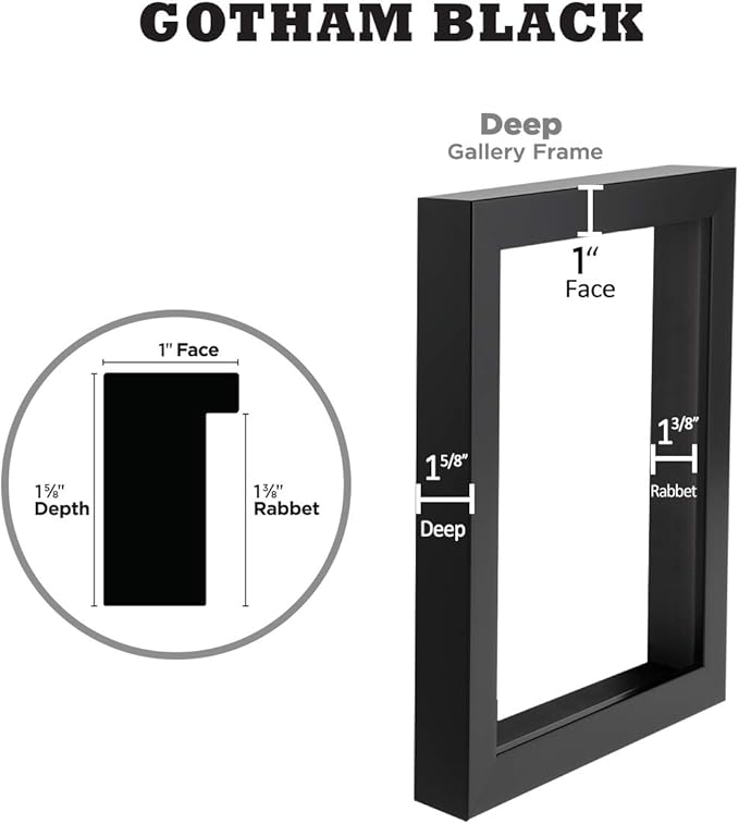 Creative Mark Gotham Deep Gallery Frames - 3 Pack of Professional Gallery Frames for Canvas, Paintings, Presentation & More! - [Black - 11x14]