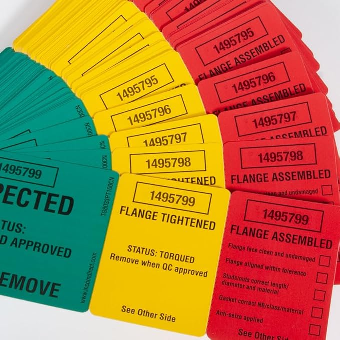 INCOM Manufacturing Numbered 3-Stage Flange Management Tags, Heavy Duty All-Weather DuraPly™, 2.75 inch x 7.9 inch, 100 Pack, TG8033PT100CN