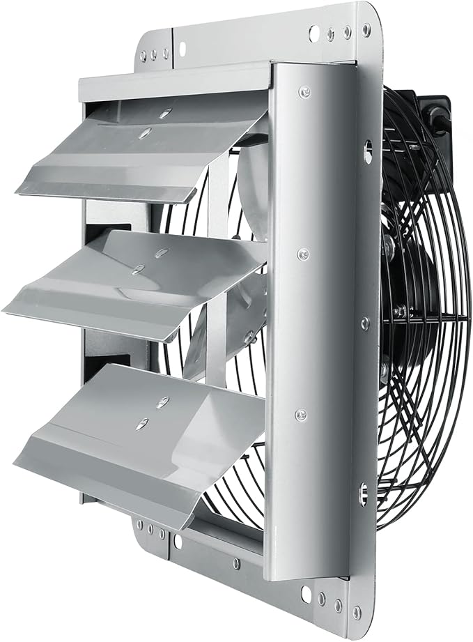 VEVOR 12'' Shutter Exhaust Fan, High-speed 1000 CFM, Aluminum Wall Mount Attic Fan with AC-motor, Ventilation and Cooling for Greenhouses, Garages, Sheds, Shops, FCC