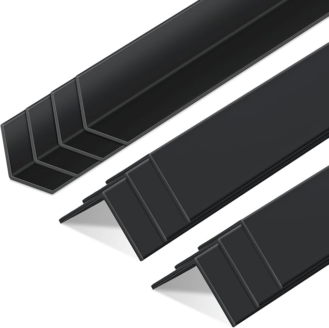 Sasylvia 10 Pcs Wall Corner Protector Guards, Avoid Scratching Scuffs, 1-1/8 x 36 Inches Vinyl Corner Trim Molding, Ease Install & Cleaning for Door Countertop Furniture Cabinet Protection, Black