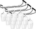 14-Inch Under Cabinet Wine Glass Holder - Metal Stemware Rack, Single Rail Hanging Rack for Kitchen Bar - Set of 3
