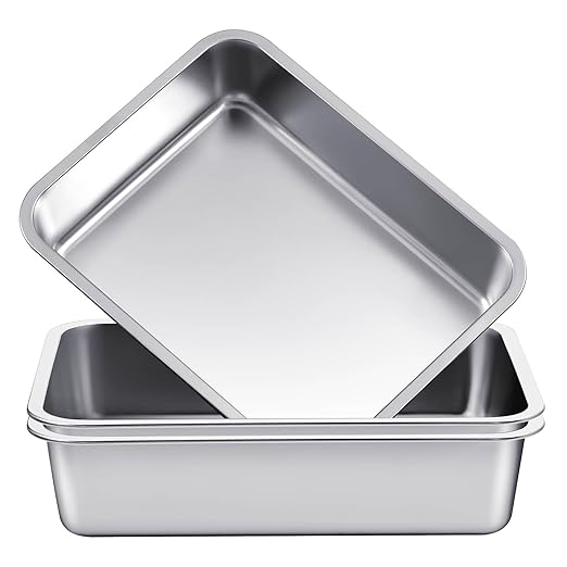 2 Pack Stainless Steel Commercial Bus Tubs Food Grade Meat Processing Tubs Lug Wash Basin Tote Box for Dishwashing, Kitchen, Restaurant, Utility (13 L)