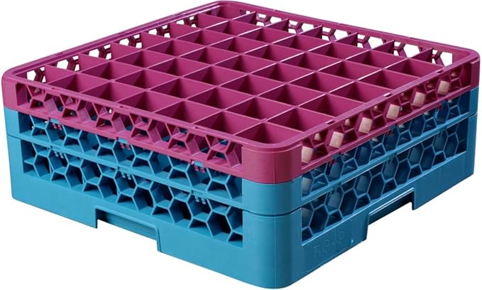 CFS OptiClean 49-Compartment Glass Rack with 2 Extenders Lavender