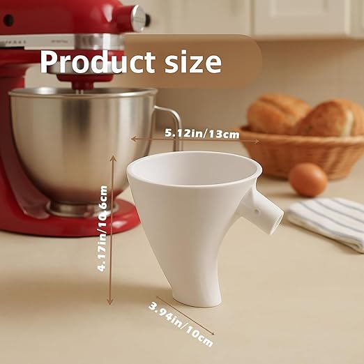 Universal Flour Funnel Attachment for Tilt-Head Stand Mixers (4.5–5 Qt), No-Mess Easy-Pour Baking Accessory, Wide-Mouth Anti-Splash Design, Dishwasher-Safe Tool for Dry & Liquid Ingredients (Red)