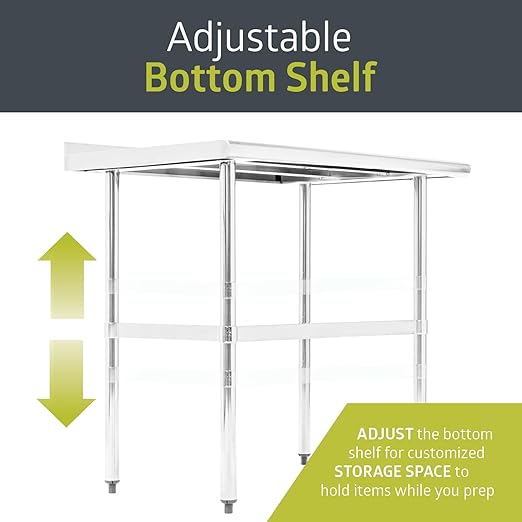 Pearington NSF Certified Stainless Steel Kitchen Prep and Work Table, Commercial Work Table for Restaurant and Home, 60" x 24", Stainless Steel