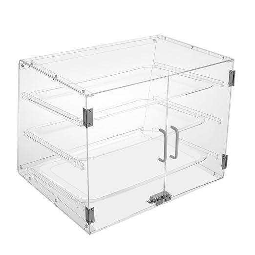 Pastry Display Case, 3 Tier Commercial Acrylic Display Cabinet, Countertop Dust Proof Bread Storage Case, Large Bakery Storage Box for Bakery, Coffee Shop, Snack Shop, Convenience Store