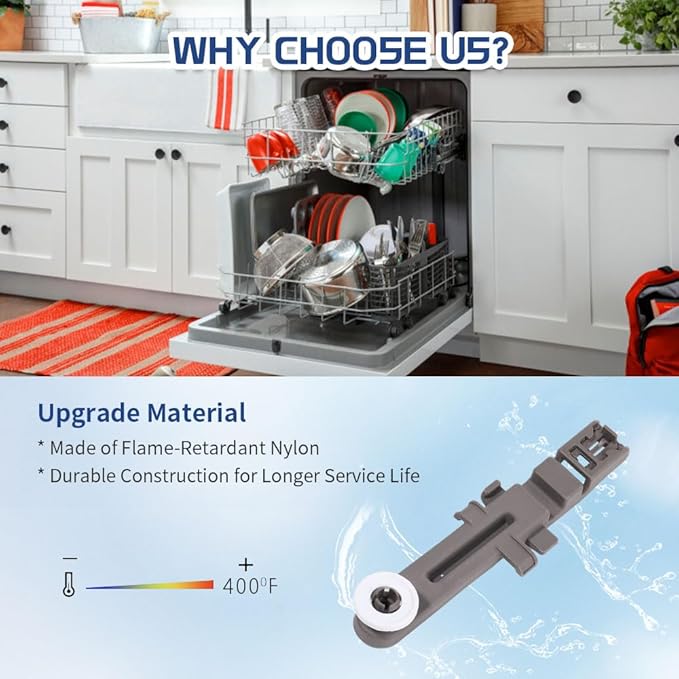 [Upgraded] W10571738 Dishwasher Upper Dishrack Adjuster and Wheel Assembly fit for Maytag/Whirlpool Dishwashers, Replace WPW10571738, 3449627, AP6023130, PS11756470 (2 Pack)