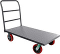 5Seconds Flatbed Platform Cart 3300LB Industrial Dolly Heavy Duty 48” x 24” Platform Hand Push Truck Super Heavy Duty Diamond Plate Flatbed Cart 8'' Swivel Wheels with Lock
