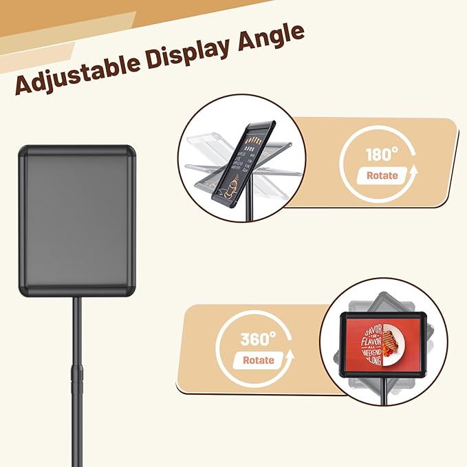 Adjustable Pedestal Floor Stand Sign Holder for 8.5 x 11 inches Poster, Snap open frame, Outdoor Indoor Standing Display Sign Holders. (2 Pack)