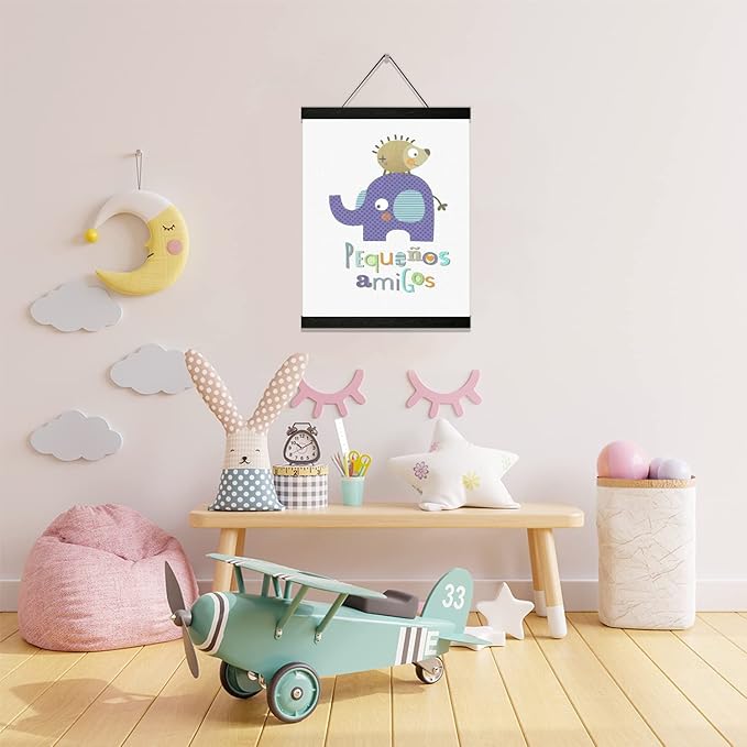 Magnetic Poster Hanger Frame,16x20 16x22 16x24 Wood Magnet Frames Hangers for Photo Picture Maps Art Canvas Print Artwork Wall Hanging Black 16 Inch