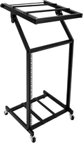 9U/12U/16U DJ Mixer Stand Adjustable Rack, Rack Mount Mixer Case Stand Studio Equipment Cart Stage Amp DJ Rolling (16U)