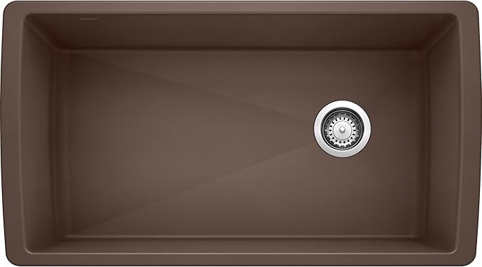 BLANCO, Café Brown 441771 DIAMOND SILGRANIT Super Single Undermount Kitchen Sink, 33.5" X 18.5"