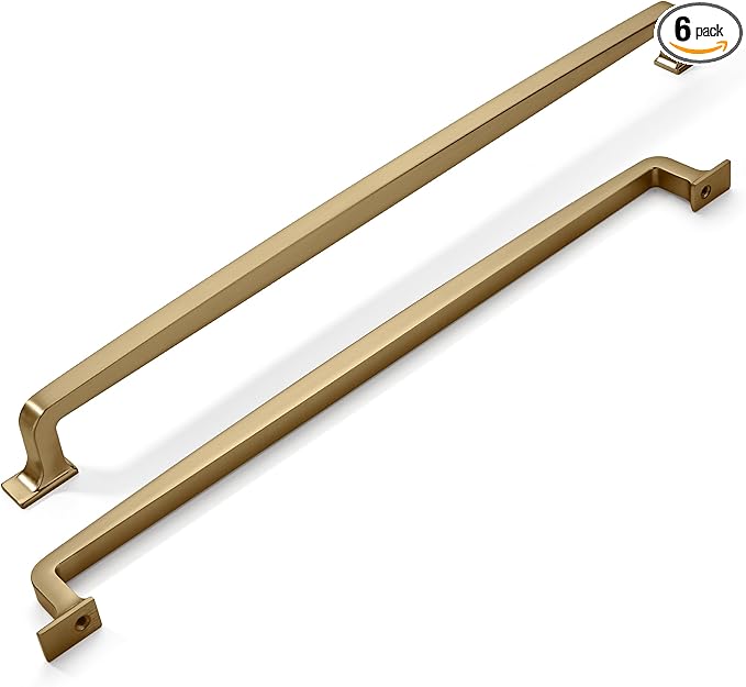 khtumeware 6 Pack 12 Inch Cabinet Handles Brushed Brass & Gold Drawer Pulls