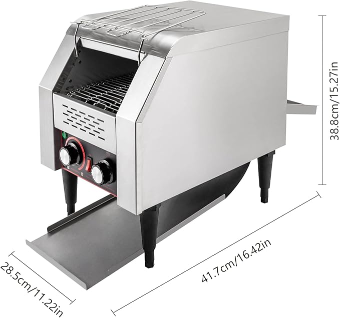 Commercial Conveyor Toaster-150 Slices/H, 1300W Stainless Steel Toasters with Three-Ring Heating Tubes & Three Baking Modes, Toaster Ovens Countertop for Raditional White Slices (TT-150)