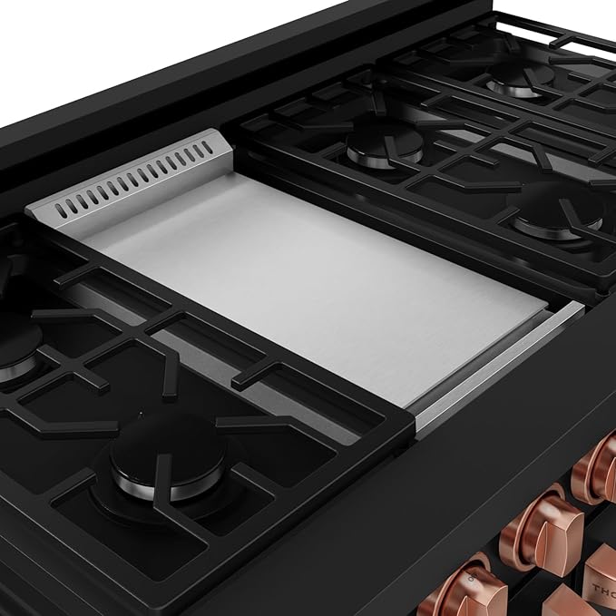 Gordon Ramsay by THOR Kitchen 48 Inch Professional Liquid Propane Range with Tilt Panel Touch Control in Black/Rose Gold