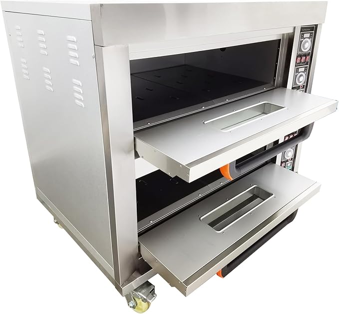 Commercial Movable Double-Decker Pizza Electric Oven Commercial Pizza Oven Countertop Multipurpose Indoor Pizza Oven 220V 13.2KW