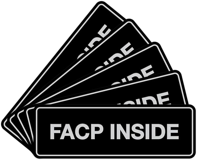 Signs ByLITA Standard FACP Inside Sign | Fire Safety Signage (Black/Silver) - Medium 5 Pack