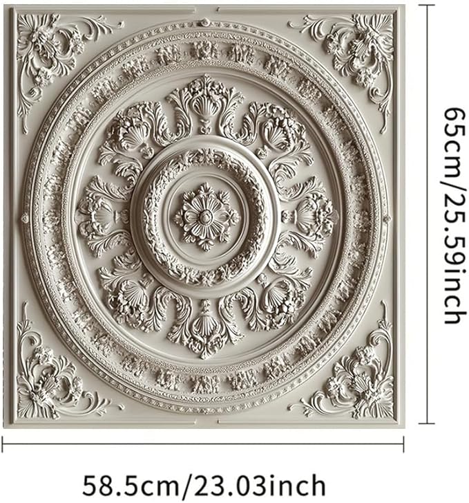 2D Flat White Ornamental Floral Round Pattern Dishwasher Magnetic Cover 23x26 InchClassic Relief Design Universal Appliance Magnet for Kitchen Decor