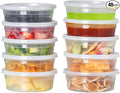 FULING [48pack 8oz Plastic Containers with Lids Deli Disposable Food Storage Takeout Containers Airtight BPA-Free Leakproof Round Bowls for Soup Salad Restaurant Supplies with Clear Lids