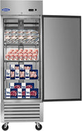 Commercial Upright Freezer with Single Door 27" W 23 Cubic Feet Storage, Adjustable Shelving, Automatic Defrosting, Precision Digital Thermostat, LED Lights, Safety Locks