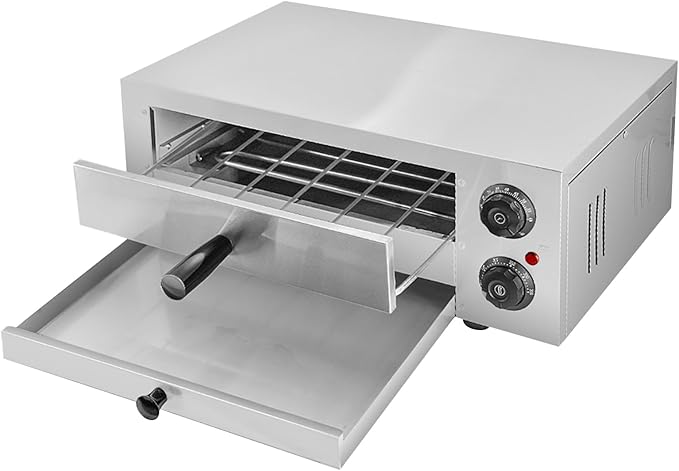 12" Electric Pizza Oven,Stainless Steel Countertop Pizza Oven with temperature and Timer for Kitchen Commercial Use