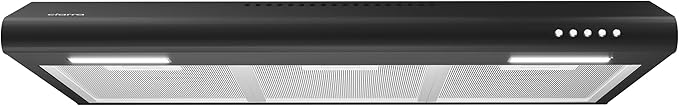CIARRA Black Range Hood 30 inch Under Cabinet Ductless Range Hood Vent for Kitchen with Anti-fingerprint Design, 3 Speed Exhaust Fan