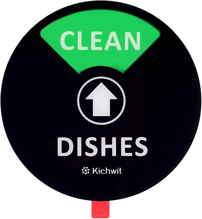 Kichwit Dishwasher Magnet Clean Dirty Sign Indicator with Running and Empty Options, Works on All Dishwashers, Non-Scratch Strong Magnetic Backing, Residue Free Adhesive Included, 4 Inch, Black