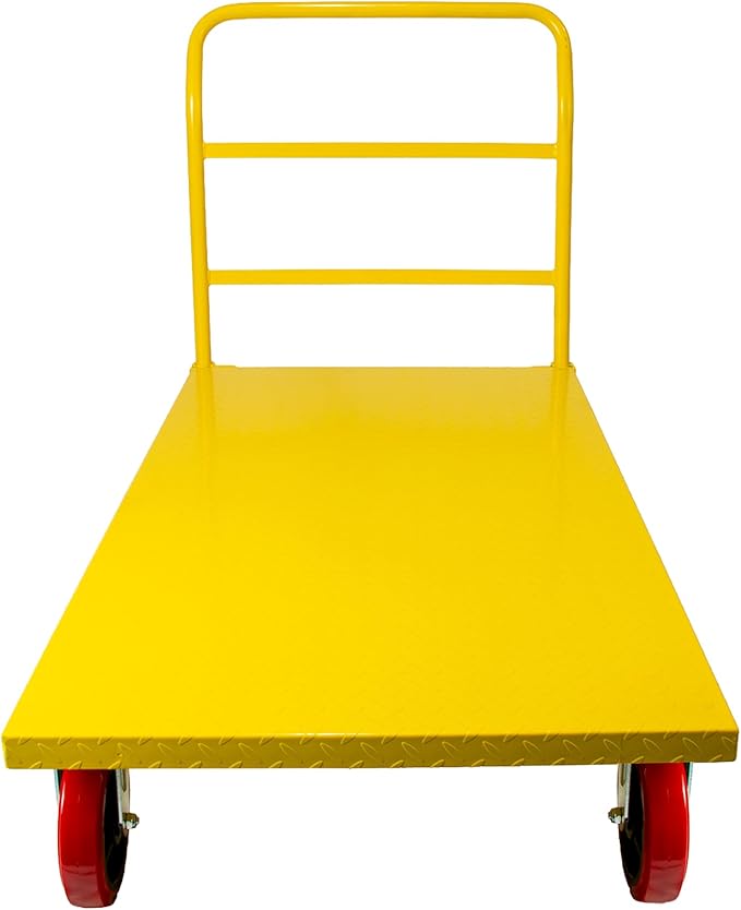 Platform Cart Industrial Dolly Cart 3300LB Heavy Duty 60” x 30” Platform Hand Truck Push Cart Super Heavy Duty Diamond Plate Commercial Flatbed Cart 8'' Moving Swivel Wheels (Yellow)
