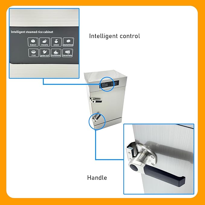 220V 3PH Commercial Intelligent Electric Steaming Cabinet 8 Tray Rice Steaming Box 9KW for Canteens Restaurants Learning Catering Factories Hotels