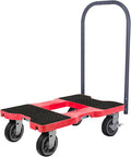 SNAP-LOC, All Terrain 4 Wheel Push Cart Dolly, Heavy Duty Dolly Cart, 6 Inch Casters, Push Bar & E Strap Attachment Included, 1,500 lb Capacity, Made in USA, Red